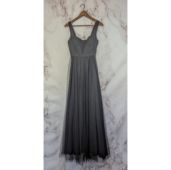 Aidan Mattox Dress Womens 2 Black Gown Formal Evening Tulle Tank Sleeveless Maxi - Picture 1 of 16